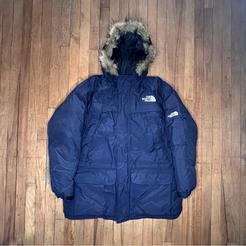 The North Face Navy Parka with Fur Trim